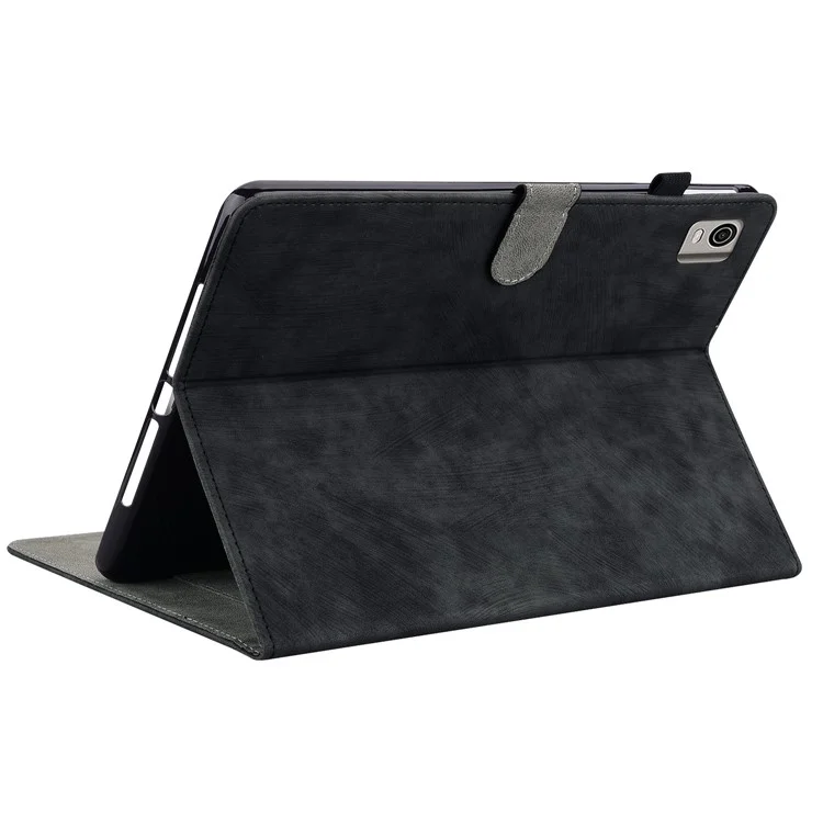 Per Nokia T21 PU in Pelle Shock Resistenti Alla Custodia Impronta Del Modello di Tigre Simpatico Tablet Con Supporto Per Carta - Nero