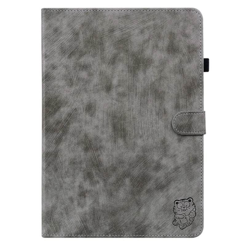 For Huawei MatePad Pro 11 (2022) PU Leather Stand Case Imprinted Cute Tiger Pattern Anti-drop Flip Tablet Cover with Card Holder - Grey