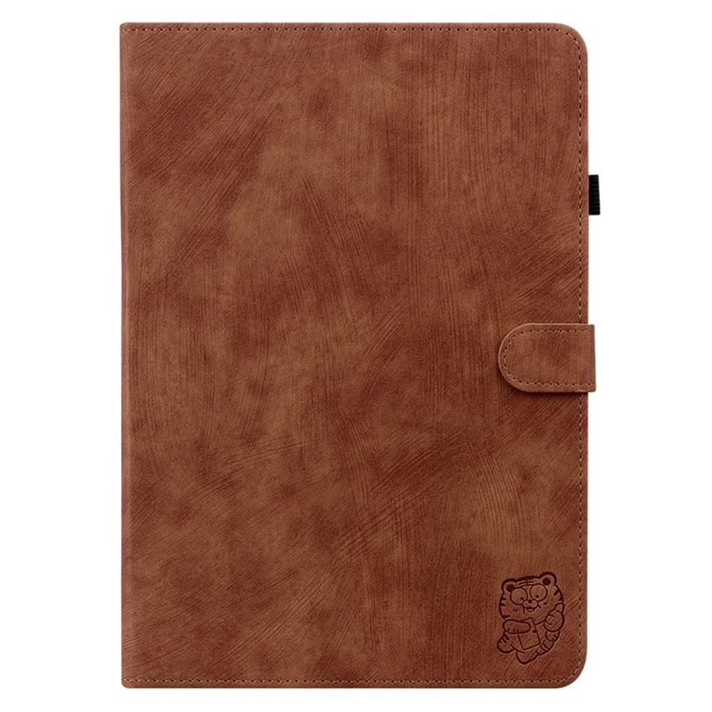 For Huawei MatePad Pro 11 (2022) PU Leather Stand Case Imprinted Cute Tiger Pattern Anti-drop Flip Tablet Cover with Card Holder - Brown