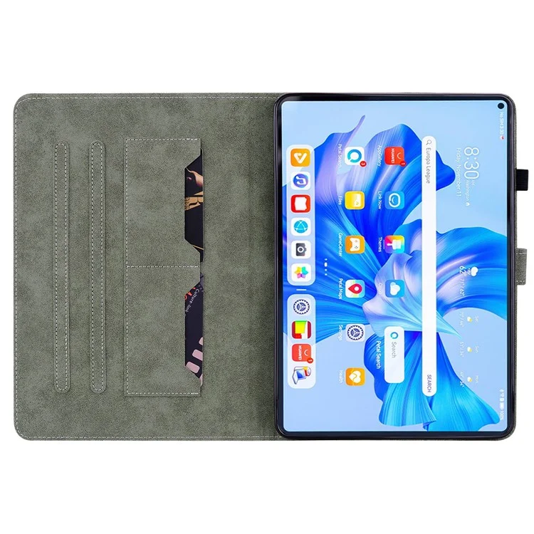 Per Huawei MatePad Pro 11 (2022) Custodia in PU Leather Stand Case Imprinted Cute Tiger Pattern Anti-drop Flip Tablet Cover con porta carte - Rosso