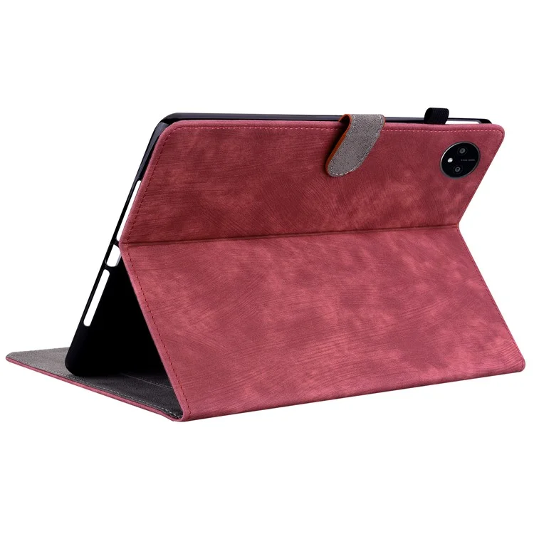 Per Huawei MatePad Pro 11 (2022) Custodia in PU Leather Stand Case Imprinted Cute Tiger Pattern Anti-drop Flip Tablet Cover con porta carte - Rosso