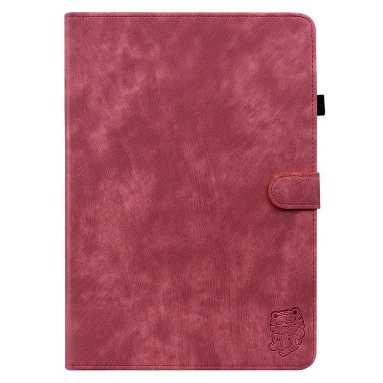 Per Huawei MatePad Pro 11 (2022) Custodia in PU Leather Stand Case Imprinted Cute Tiger Pattern Anti-drop Flip Tablet Cover con porta carte - Rosso