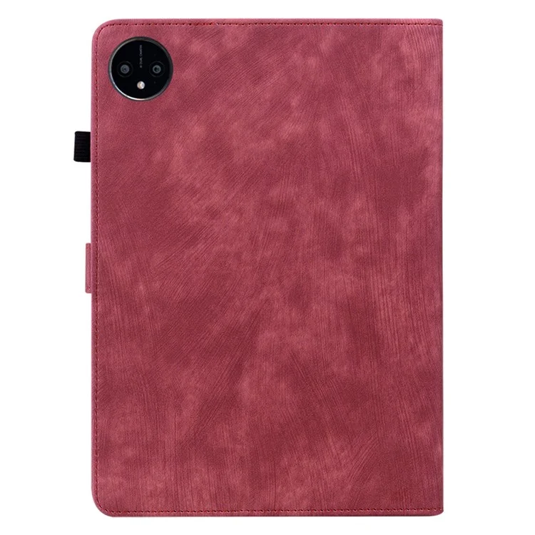Per Huawei MatePad Pro 11 (2022) Custodia in PU Leather Stand Case Imprinted Cute Tiger Pattern Anti-drop Flip Tablet Cover con porta carte - Rosso