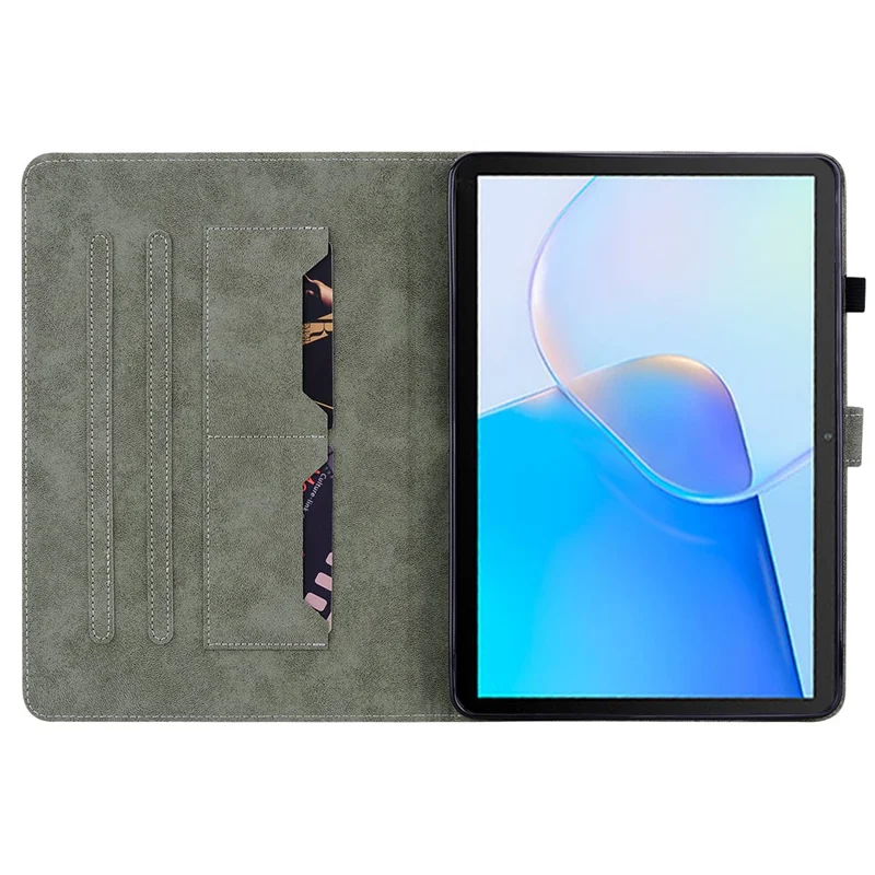 Coque de protection en cuir PU avec motif mignon de tigre imprimé pour Huawei MatePad SE 10,4 pouces, design à rabat avec support et porte-cartes - Violet