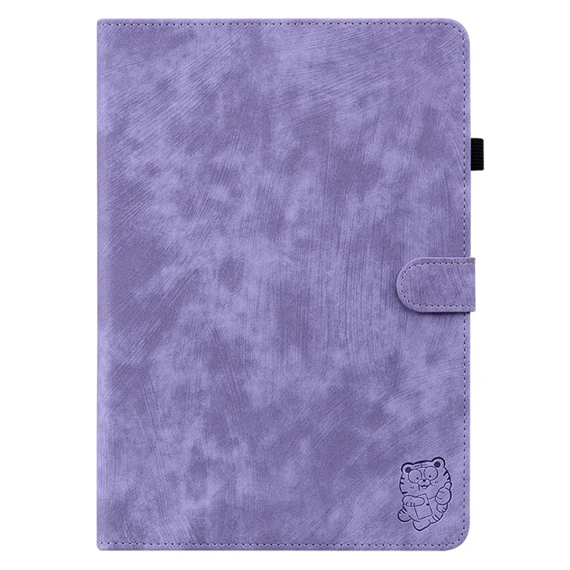 Coque de protection en cuir PU avec motif mignon de tigre imprimé pour Huawei MatePad SE 10,4 pouces, design à rabat avec support et porte-cartes - Violet
