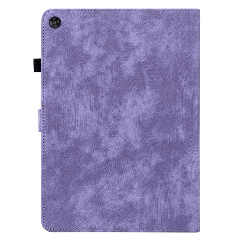 Coque de protection en cuir PU avec motif mignon de tigre imprimé pour Huawei MatePad SE 10,4 pouces, design à rabat avec support et porte-cartes - Violet