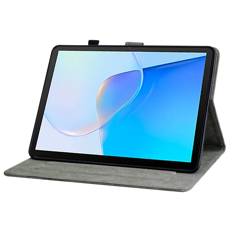 Чехол-подставка из искусственной кожи с забавным рисунком тигра для Huawei MatePad SE 10,4 дюйма, с отделением для карт, откидной, серый