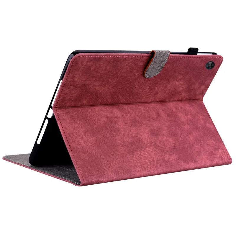 For Huawei MatePad SE 10.4 inch Imprinted Cute Tiger Pattern PU Leather Stand Case Card Holder Design Flip Tablet Cover - Red