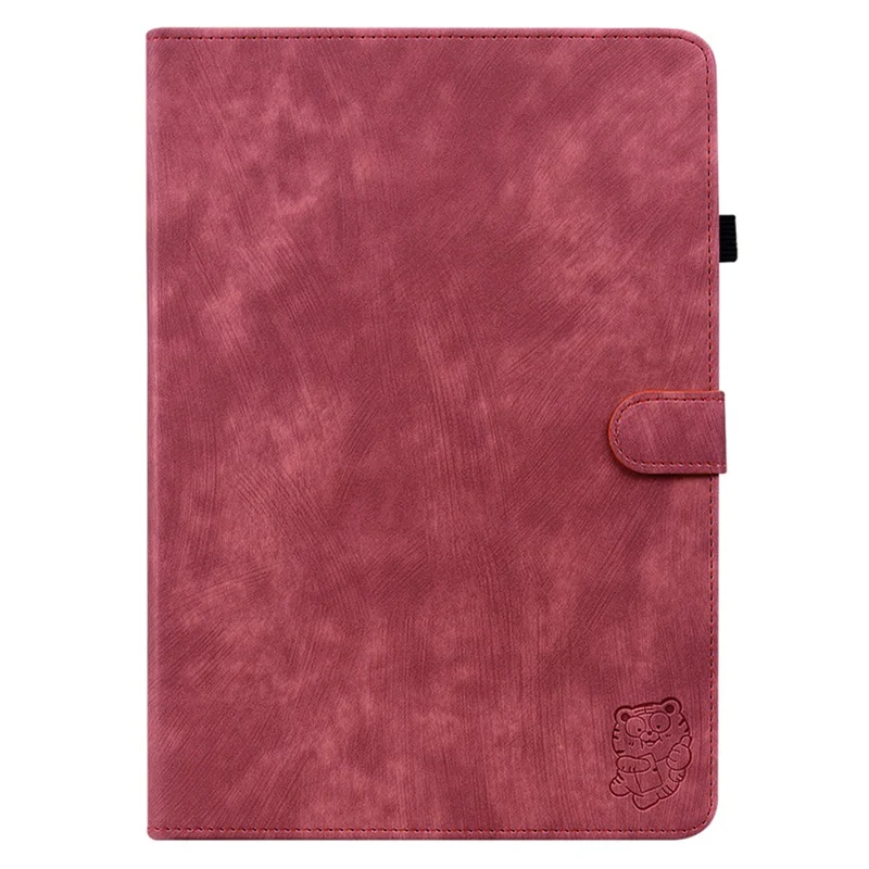 For Huawei MatePad SE 10.4 inch Imprinted Cute Tiger Pattern PU Leather Stand Case Card Holder Design Flip Tablet Cover - Red
