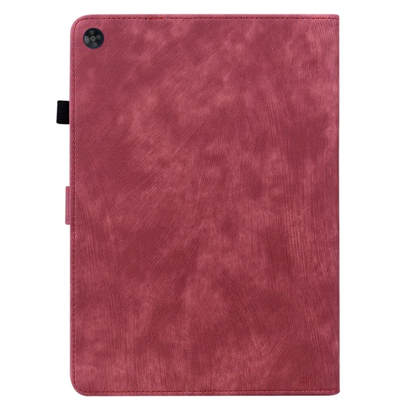 For Huawei MatePad SE 10.4 inch Imprinted Cute Tiger Pattern PU Leather Stand Case Card Holder Design Flip Tablet Cover - Red