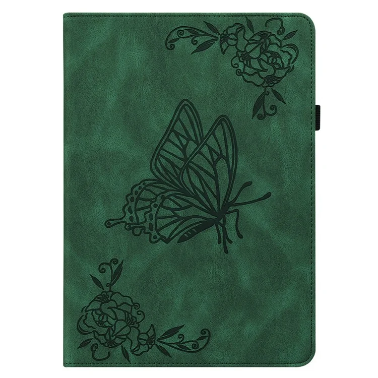 Pour Huawei MatePad SE 10.4 pouces Étui à rabat, étui en cuir PU à motif papillon avec porte-cartes et support - Vert