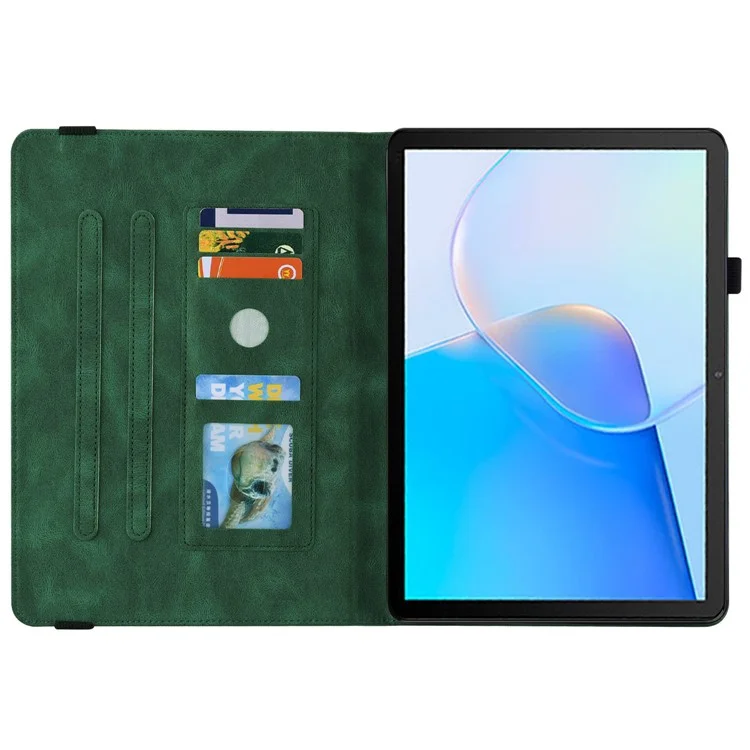 Pour Huawei MatePad SE 10.4 pouces Étui à rabat, étui en cuir PU à motif papillon avec porte-cartes et support - Vert