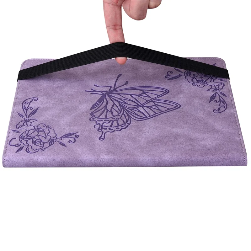 Per Huawei MatePad SE 10.4 pollici Custodia a Libro, Farfalla Fiore Stampato in PU Pelle Titolare di Carte Stand Custodia Tablet con Supporto per Matita - Viola
