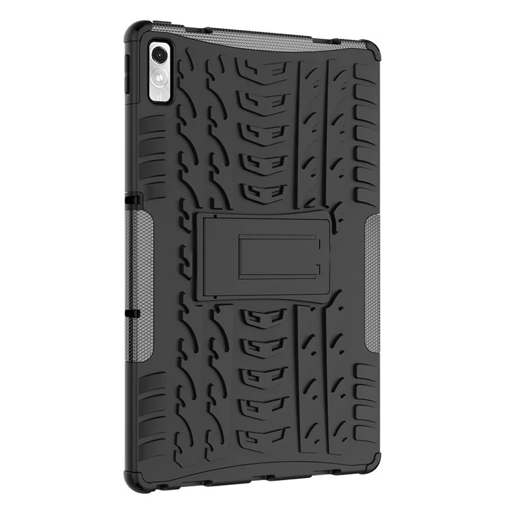 Pour Lenovo Tab P11 Gen 2 Anti-drop Tablet Case Tire Texture Kickstand Soft TPU Hard PC Protective Tablet Cover - Noir