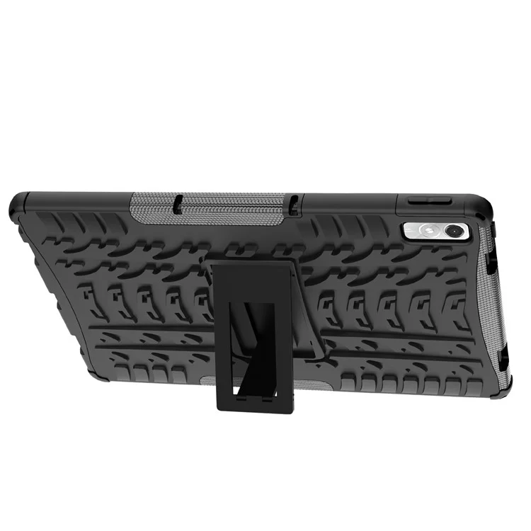 Pour Lenovo Tab P11 Gen 2 Anti-drop Tablet Case Tire Texture Kickstand Soft TPU Hard PC Protective Tablet Cover - Noir