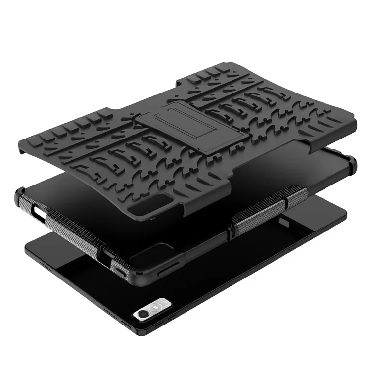 Per Lenovo Scheda P11 Gen 2 Antidrop Tavoletta Texture Pneumatici Kickstand Tpu Tablet Protettivo Per pc - Nero