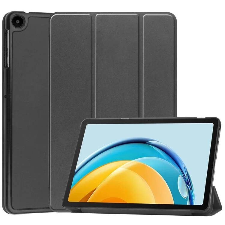 Para Huawei MatePad SE 10.4 polegadas, capa de couro PU de três dobras, ativação/desativação automática do tablet, capa protetora - Preta