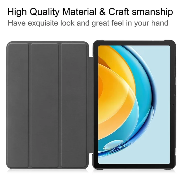 Para Huawei MatePad SE 10.4 polegadas, capa de couro PU de três dobras, ativação/desativação automática do tablet, capa protetora - Preta