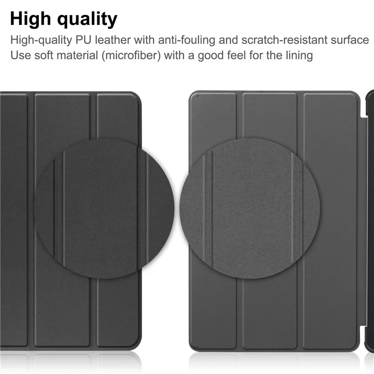 Para Huawei MatePad SE 10.4 polegadas, capa de couro PU de três dobras, ativação/desativação automática do tablet, capa protetora - Preta