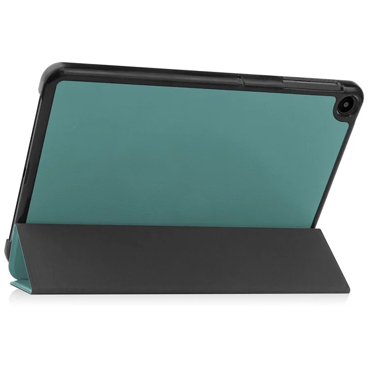 For Huawei MatePad SE 10.4-inch Tri-fold Stand PU Leather Case Auto Wake / Sleep Tablet Protective Cover - Blackish Green