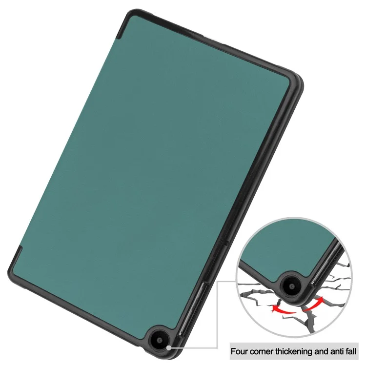 For Huawei MatePad SE 10.4-inch Tri-fold Stand PU Leather Case Auto Wake / Sleep Tablet Protective Cover - Blackish Green