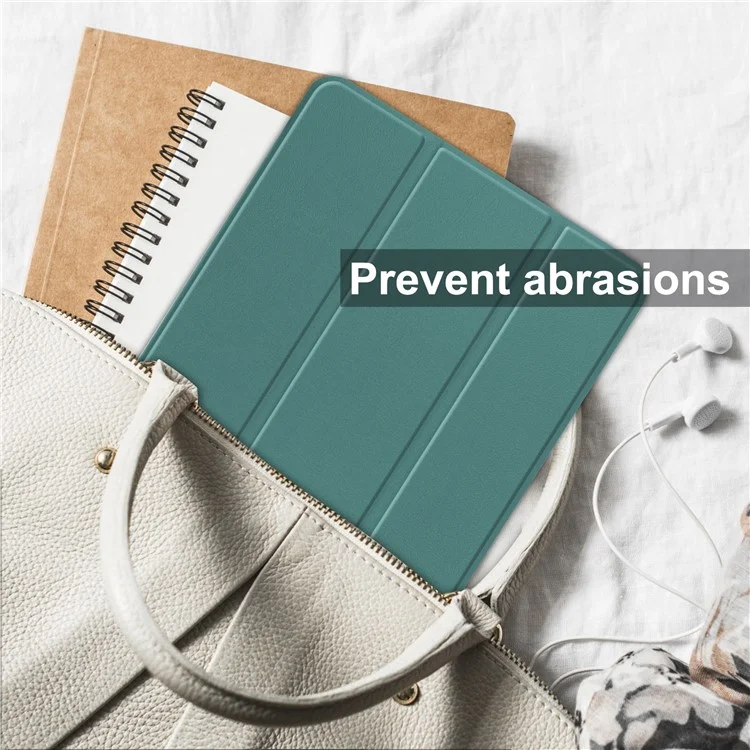 For Huawei MatePad SE 10.4-inch Tri-fold Stand PU Leather Case Auto Wake / Sleep Tablet Protective Cover - Blackish Green