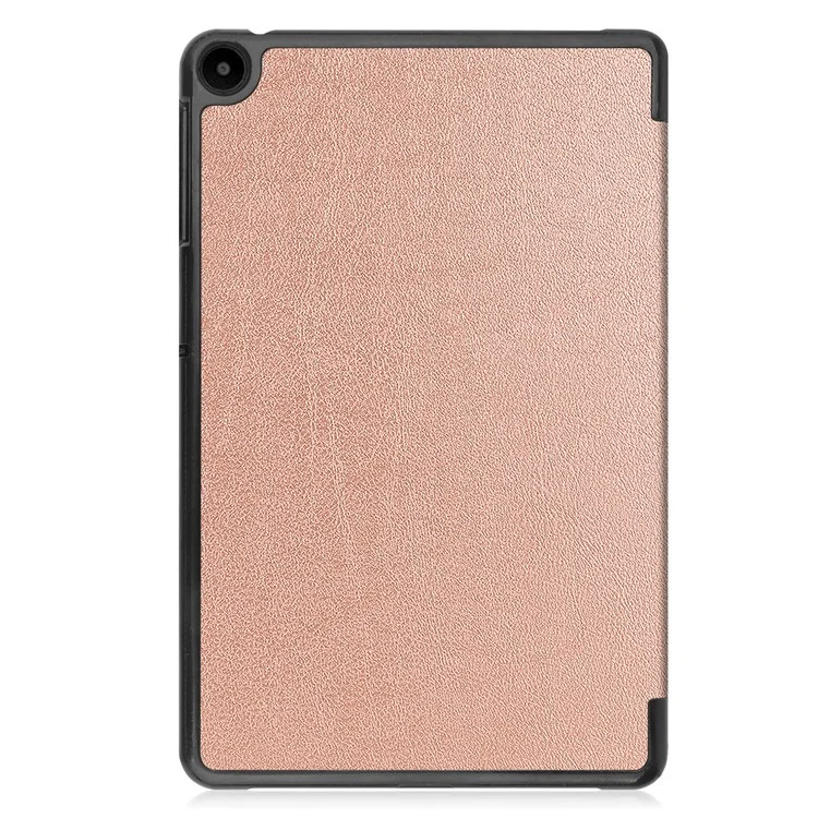 For Huawei MatePad SE 10.4-inch Tri-fold Stand PU Leather Case Auto Wake / Sleep Tablet Protective Cover - Rose Gold