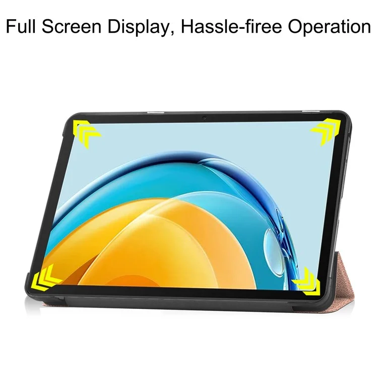 For Huawei MatePad SE 10.4-inch Tri-fold Stand PU Leather Case Auto Wake / Sleep Tablet Protective Cover - Rose Gold
