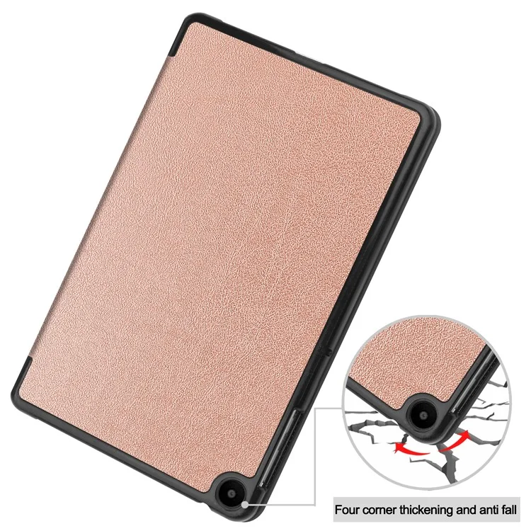 For Huawei MatePad SE 10.4-inch Tri-fold Stand PU Leather Case Auto Wake / Sleep Tablet Protective Cover - Rose Gold