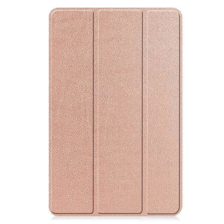For Huawei MatePad SE 10.4-inch Tri-fold Stand PU Leather Case Auto Wake / Sleep Tablet Protective Cover - Rose Gold