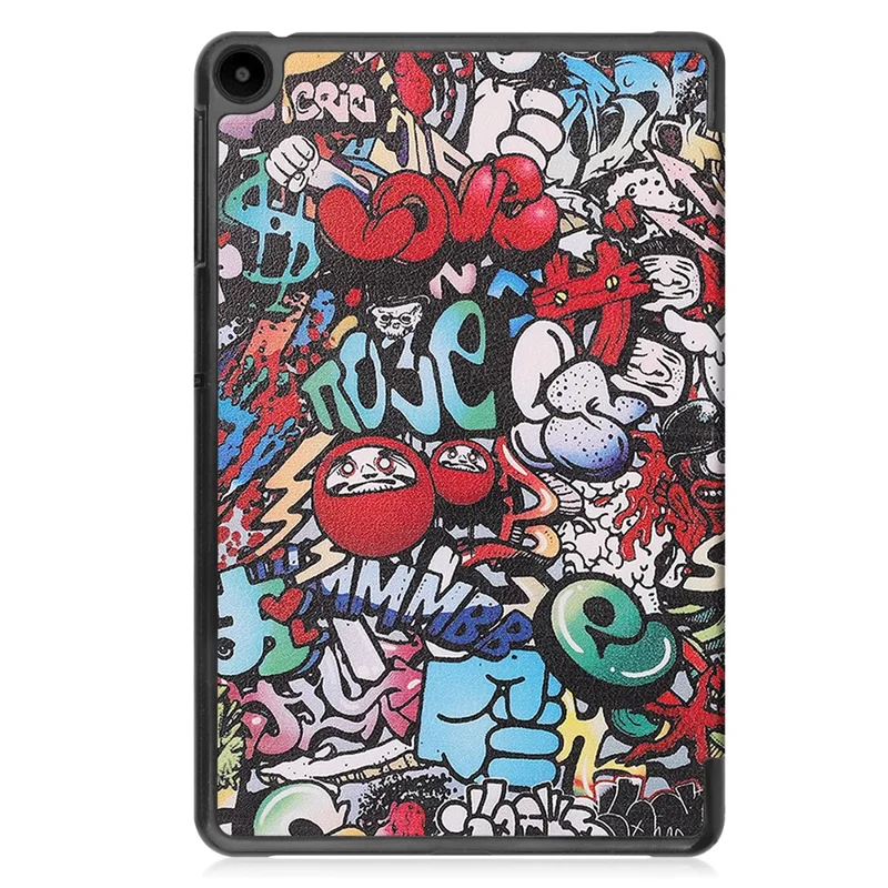 Per Huawei MatePad SE 10.4 pollici Trifold Stand Auto Sleep / Wake Tablet Cover Pattern Printing PU Leather Folio Anti-scratch Tablet Case - Graffiti