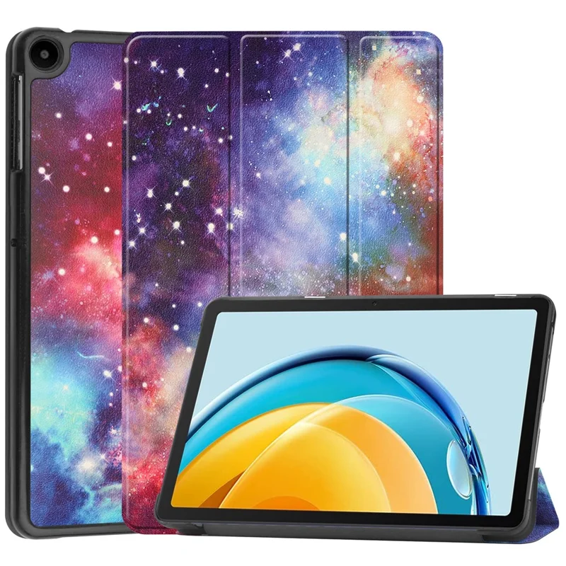 For Huawei MatePad SE 10.4-inch Trifold Stand Auto Sleep / Wake Tablet Cover Pattern Printing PU Leather Folio Anti-scratch Tablet Case -  Starry Sky