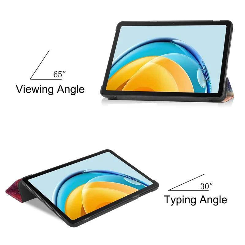 For Huawei MatePad SE 10.4-inch Trifold Stand Auto Sleep / Wake Tablet Cover Pattern Printing PU Leather Folio Anti-scratch Tablet Case -  Starry Sky
