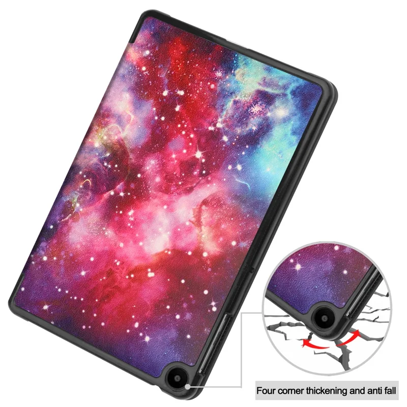 For Huawei MatePad SE 10.4-inch Trifold Stand Auto Sleep / Wake Tablet Cover Pattern Printing PU Leather Folio Anti-scratch Tablet Case -  Starry Sky