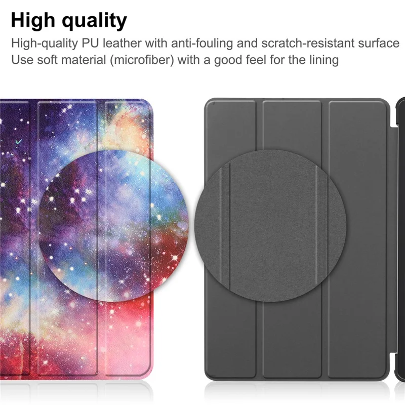 For Huawei MatePad SE 10.4-inch Trifold Stand Auto Sleep / Wake Tablet Cover Pattern Printing PU Leather Folio Anti-scratch Tablet Case -  Starry Sky