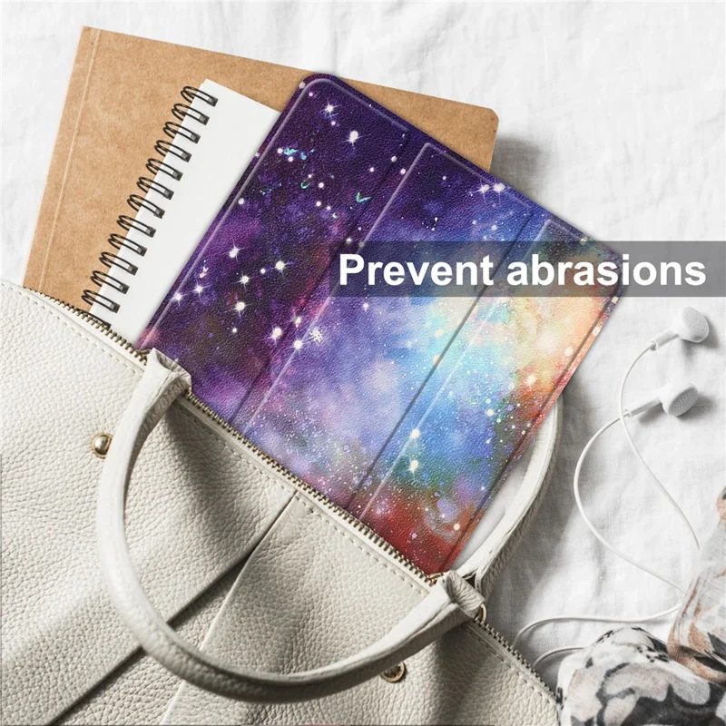 For Huawei MatePad SE 10.4-inch Trifold Stand Auto Sleep / Wake Tablet Cover Pattern Printing PU Leather Folio Anti-scratch Tablet Case -  Starry Sky
