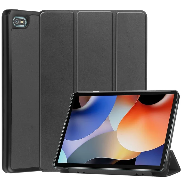For Blackview Oscal Pad 10 Tri-fold PU Leather Tablet Case Stand Auto Wake / Sleep Anti-scratch Tablet Cover - Black
