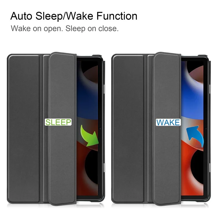 For Blackview Oscal Pad 10 Tri-fold PU Leather Tablet Case Stand Auto Wake / Sleep Anti-scratch Tablet Cover - Black
