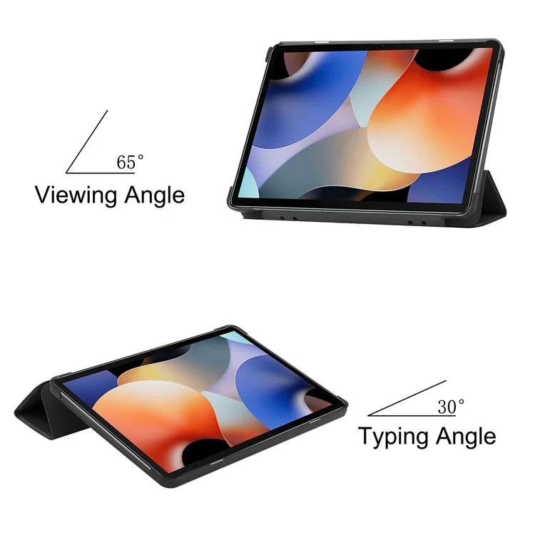 For Blackview Oscal Pad 10 Tri-fold PU Leather Tablet Case Stand Auto Wake / Sleep Anti-scratch Tablet Cover - Black