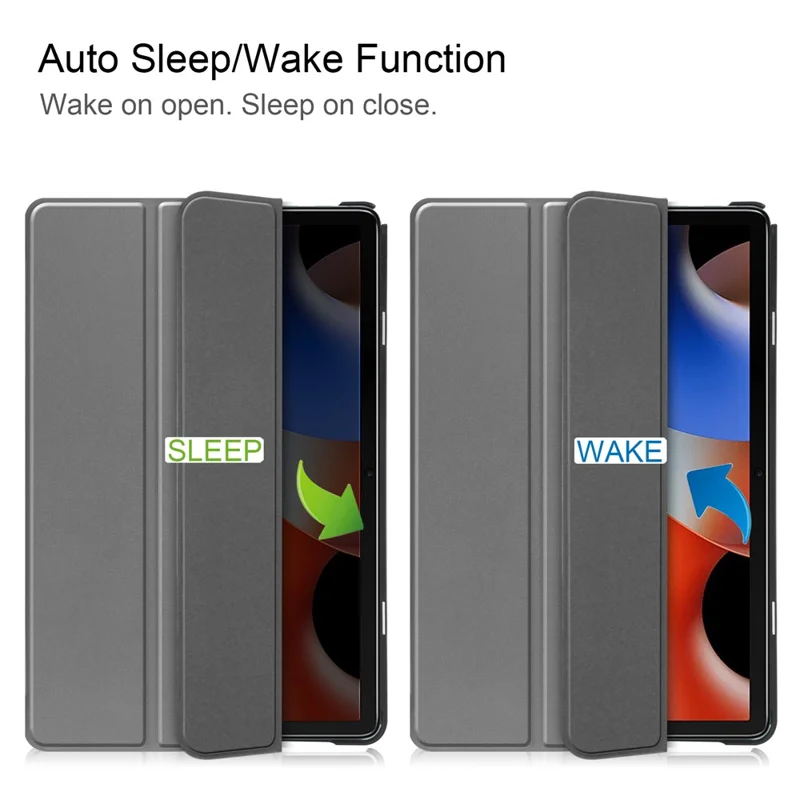 For Blackview Oscal Pad 10 Tri-fold PU Leather Tablet Case Stand Auto Wake / Sleep Anti-scratch Tablet Cover - Grey