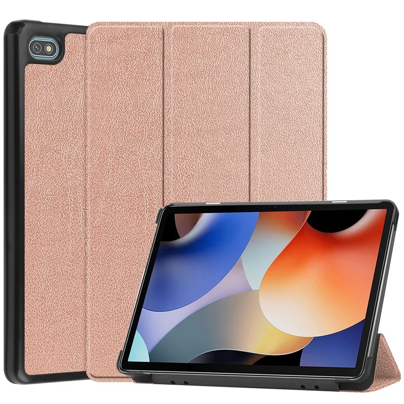 For Blackview Oscal Pad 10 Tri-fold PU Leather Tablet Case Stand Auto Wake / Sleep Anti-scratch Tablet Cover - Rose Gold