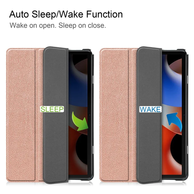 For Blackview Oscal Pad 10 Tri-fold PU Leather Tablet Case Stand Auto Wake / Sleep Anti-scratch Tablet Cover - Rose Gold