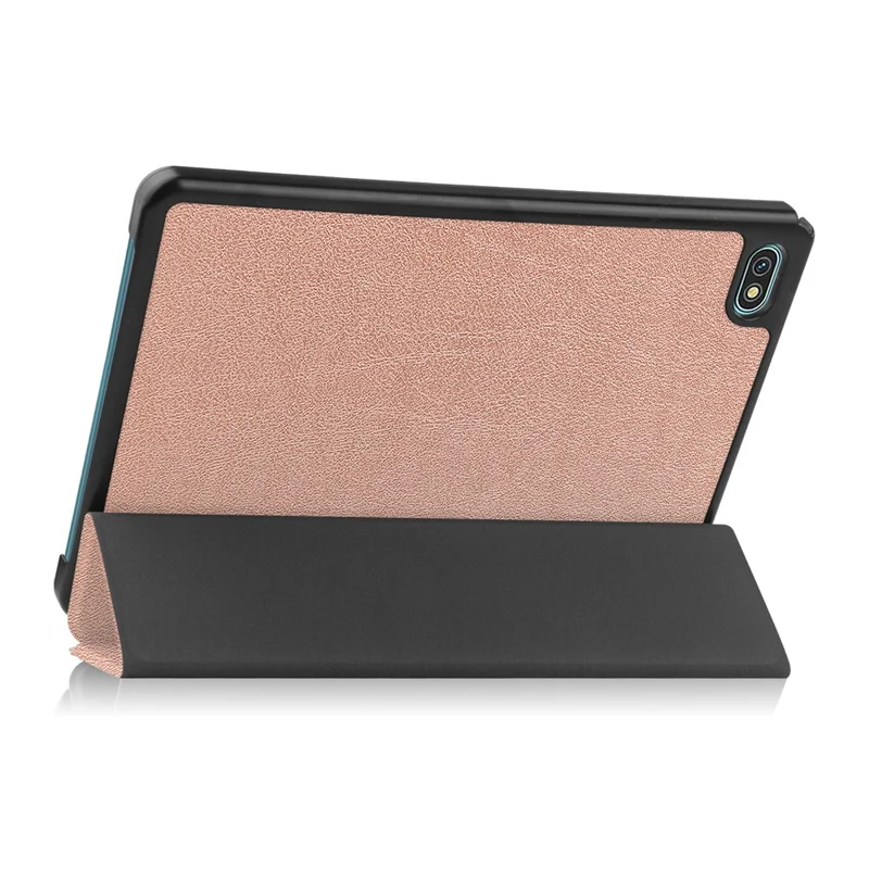 For Blackview Oscal Pad 10 Tri-fold PU Leather Tablet Case Stand Auto Wake / Sleep Anti-scratch Tablet Cover - Rose Gold