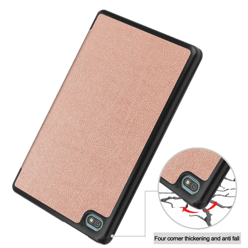 For Blackview Oscal Pad 10 Tri-fold PU Leather Tablet Case Stand Auto Wake / Sleep Anti-scratch Tablet Cover - Rose Gold
