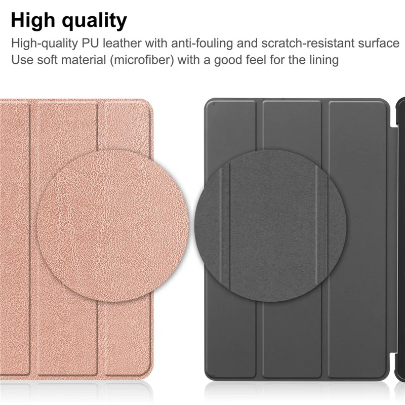 For Blackview Oscal Pad 10 Tri-fold PU Leather Tablet Case Stand Auto Wake / Sleep Anti-scratch Tablet Cover - Rose Gold