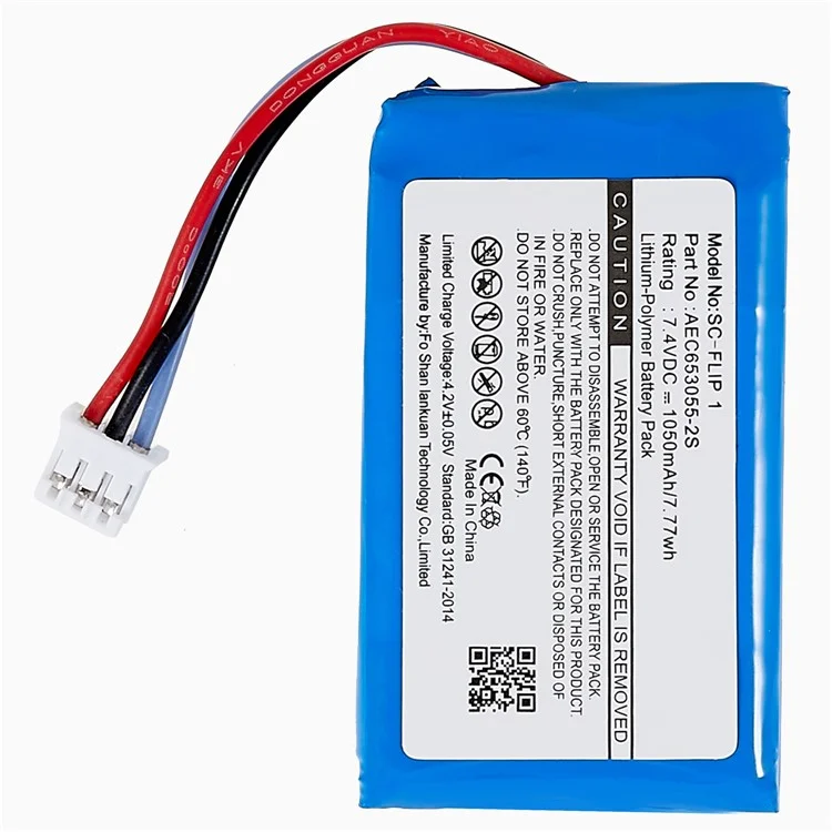 Für JBL Flip 1 Lautsprecher Akku 7,40V 1050 mAh Lithium-Ionen-Polymer-Akku Ersatzteil (Encode: AEC653055-2S) (ohne Logo)