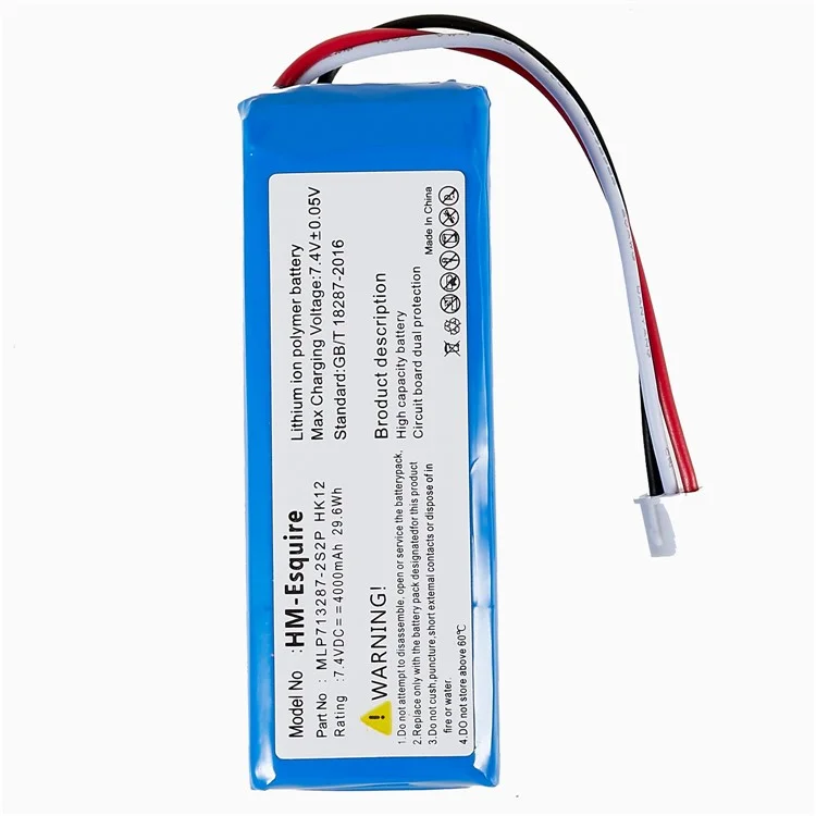 Para la batería de repuesto de Harman Kardon Esquire de 7,4 V 4000 mAh de polímero de ión de litio (Codificar: MLP713287-2S2P HK12) (sin logotipo)