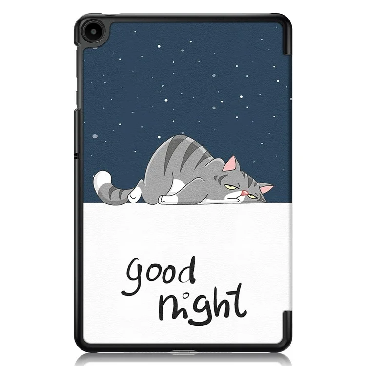 Capa de Couro PU para Huawei MatePad SE 10.4 polegadas, Capa de Tablet com Suporte Dobrável Triplo e Impressão de Padrão - Gato
