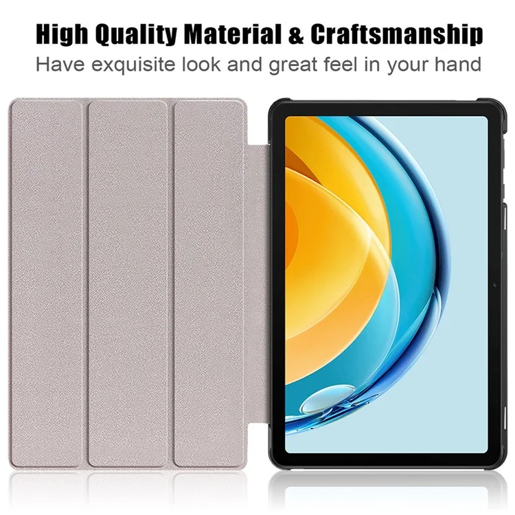 Capa de Couro PU para Huawei MatePad SE 10.4 polegadas, Capa de Tablet com Suporte Dobrável Triplo e Impressão de Padrão - Gato