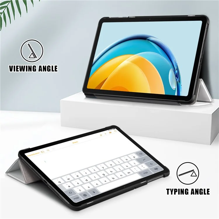 Capa de Couro PU para Huawei MatePad SE 10.4 polegadas, Capa de Tablet com Suporte Dobrável Triplo e Impressão de Padrão - Gato